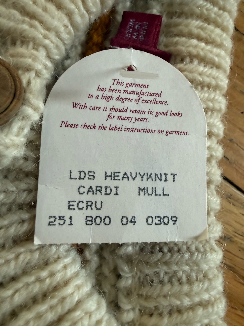 Pitlochry Cardigan Sweater Ivory/Multicolored 100% Wool Women’s Size L NWT - Picture 11 of 11